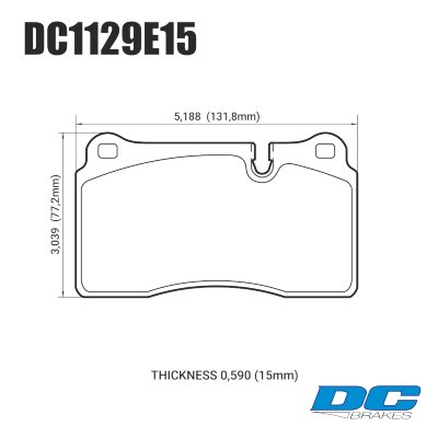 DC1129 Brake Pad Set 
DC1129x15 front brake pads for Subaru WRX STI, Mitsubishi EVO's and other cars with OEM Brembo 4 pot calliper.
Technical information:




inch
mm


Pad Width
5.188
131.8


Pad Height
3.039
77.2


Pad Thick
0.590
15





table.appl { width: 300px; border: none; color: black; }
appl tr,td { border: none; text-align: center; font-size: 16px; }
.appl td { padding: 2px }
p { color: black; }
.product_sv { padding-top: 0px!important; }
